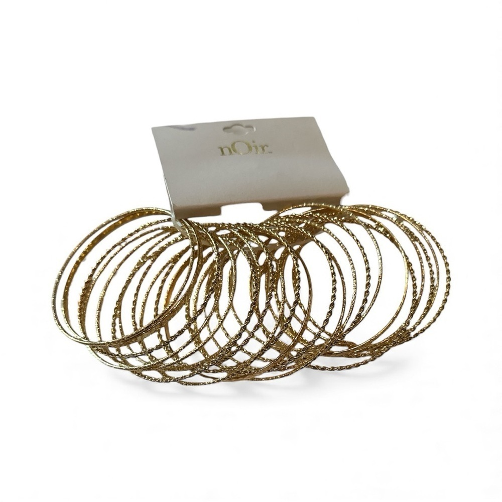 Noir Gold-Tone Textured 20-Piece Bangle Bracelet Set